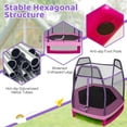 thumbnail image 5 of Costway 7 FT Kids Trampoline with Safety Enclosure Net Spring Pad & Jumping Mat for Kids Pink, 5 of 10
