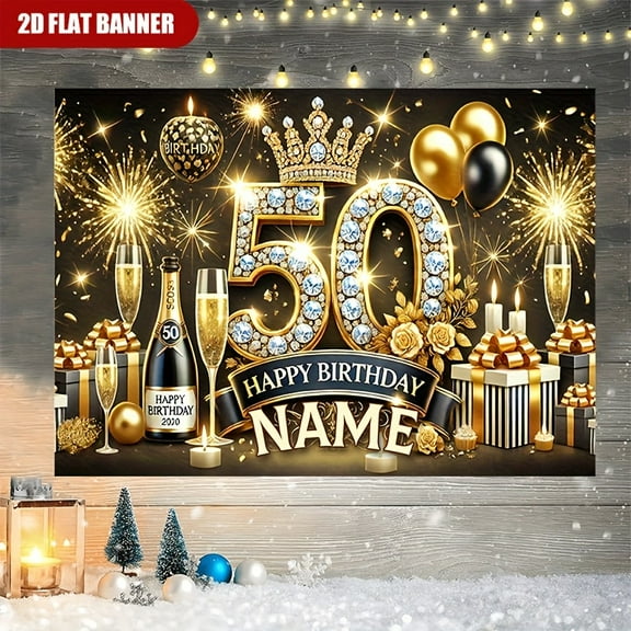 Custom 50th Party Decorations Banner 50th Sign Backdrop Photo Booth Props Background Party Favors