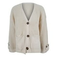 thumbnail image 5 of Cardigan Sweaters for Women Lightweight Loose Fit V Neck Long Sleeve Solid Color Button Knit Sweater with Pockets Soft Relaxed Women'sCardigans, 5 of 5