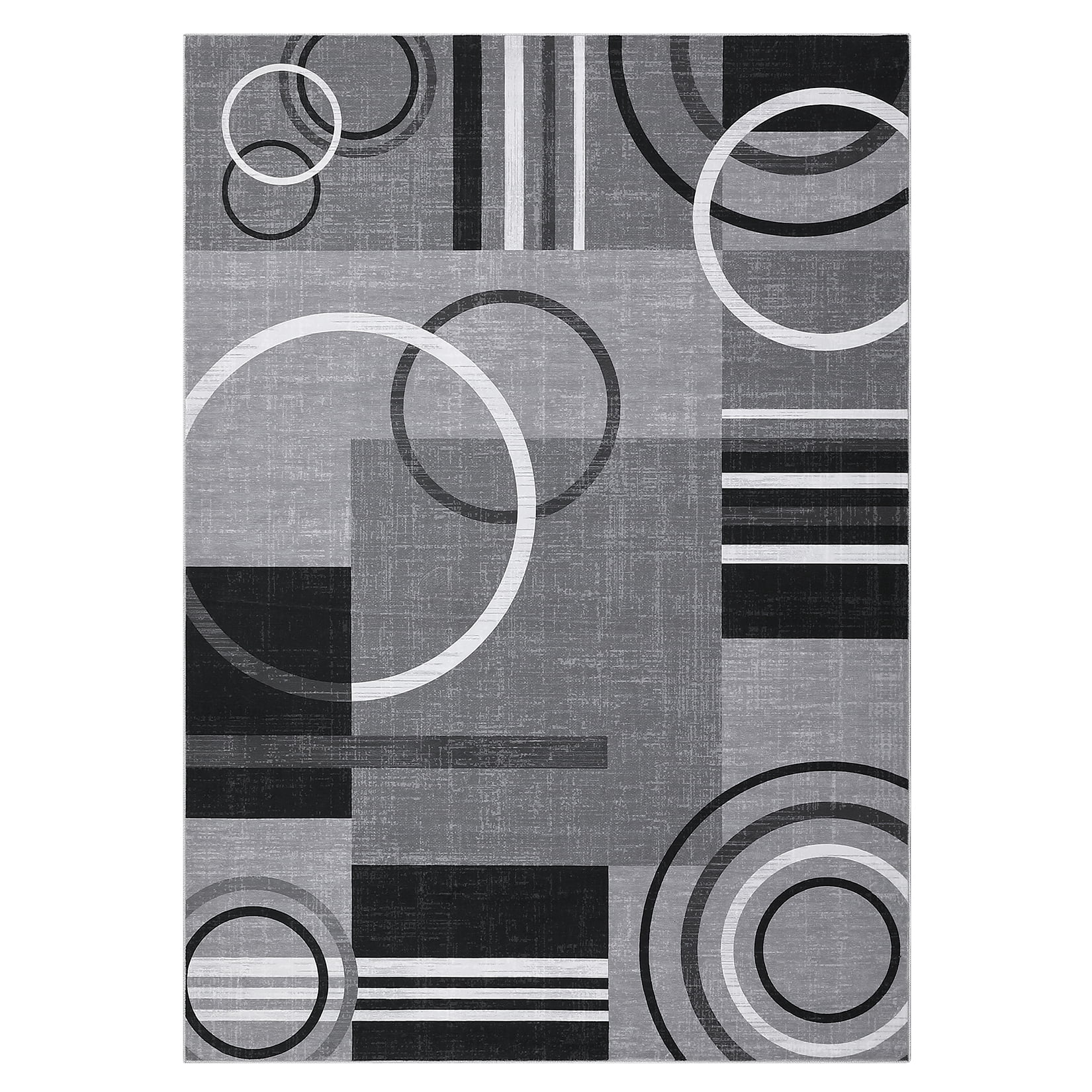 GlowSol 9' x 12' Large Washable Area Rug Modern Geometric Rug Non Slip Low Pile Soft Carpet for Living Room Bedroom, Gray