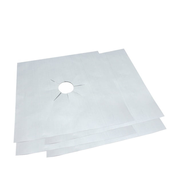 8 Pcs Doublures de Four Universelles Résistantes Feuilles de Protection pour Plaque de Cuisson à Gaz (27x27cm, Argent)