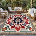 thumbnail image 2 of 3' x 5' Outdoor Rug, Abstract Flower, Outdoor Washable Rug Large Floor Carpet, Geometric Boho Traditional Oriental Tribal Non Shedding Area Rug for Outside Patio RV Porch Deck Balcony Camping, 2 of 9