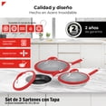 thumbnail image 3 of Bogner Set De 3 Sartenes De Acero Inoxidable Con Recubrimiento Antiadherente BFPR06, 3 of 9