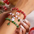thumbnail image 3 of PISONIC 3pcs Christmas Jingle Bell Bracelets Xmas Multi Color Beaded Charm Stretch Bracelet Christmas Holiday Party Favors f, 3 of 9
