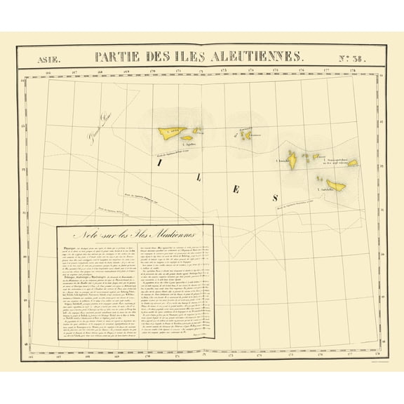 Historic State Map - Aleutian Islands Alaska - Vandermaelen 1827 - Vintage Wall Art