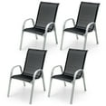 thumbnail image 1 of Gymax 4PCS Patio Stacking Dining Chairs w/ Curved Armrests & Breathable Seat Fabric, 1 of 10