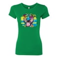 thumbnail image 2 of Cute Happy Smiling Dog Rainbow Pitbull Dog Lover Womens Slim Fit Junior Tee, Kelly, 2XL, 2 of 3