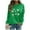#0033-Khaki, variant on Women's St. Patrick's Day Lucky Clover Print Round Neck Raglan Long Sleeve Waffle Knit Top