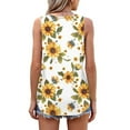 thumbnail image 5 of Delliss Womens Summer Dressy Tank Tops Sleeveless Flower Print T Shirt Loose Fit Tunic Blouses Yellow S-3XL, 5 of 7