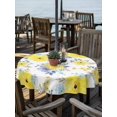 thumbnail image 2 of Outdoor Tablecloth with Umbrella Hole for Patio/Picnic/Party/Camping, Yellow Watercolor Floral Waterproof Table Cloth Round Cover Washable, Spring Flower Abstract Art (Dia 60"), 2 of 8