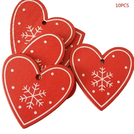 

HOTYA 10Pcs Natural Wood Christmas Ornaments Pendant Hanging Gift Xmas Tree Decor 5cm