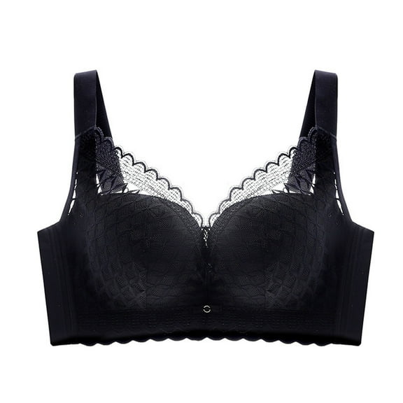 Wdgfv Full Coverage Wireless Bras for Women Unpadded Minimizer Unlined Lace Bra Black 36B