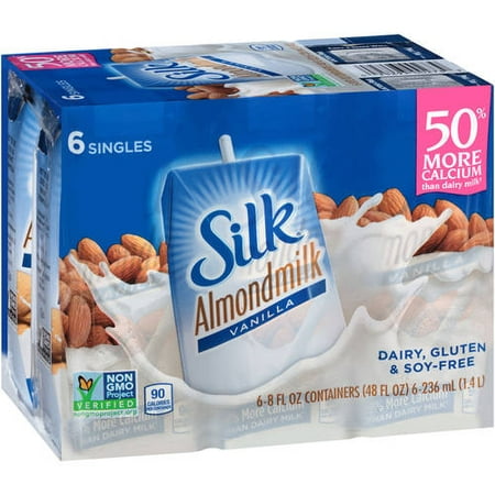 Silk Vanilla Almond Milk, 8.0 fl oz, 6 Count (The Best Milk Alternative)