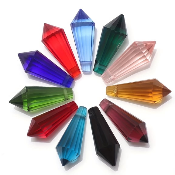 20pcs 8x20mm Colorful Glass Beads - Water Drop Shape with Horizontal Hole for Jewelry Making, DIY Crafts, Earrings, Bracelets, Necklaces - Vibrant Assorted Colors, Glass Beads for Jewelry Making,