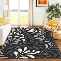 Addison Rugs Chantille Indoor/Outdoor Transitional Botanical Black Machine Washable Rectangle Rug, 10' x 14'