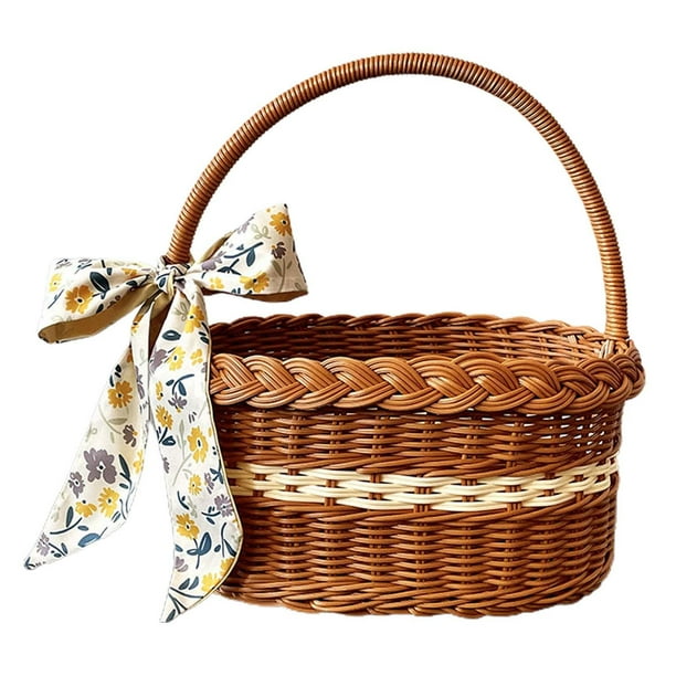 Cesta de Picnic, maceta, asa de transporte, cesta de almacenamiento para servir, cesta de Picnic tejida para acampar, fruta, boda, decoración de jardí estilo g mayimx Cesta de picnic