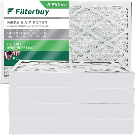

Filterbuy 16x25x4 MERV 8 Pleated HVAC AC Furnace Air Filters (5-Pack)