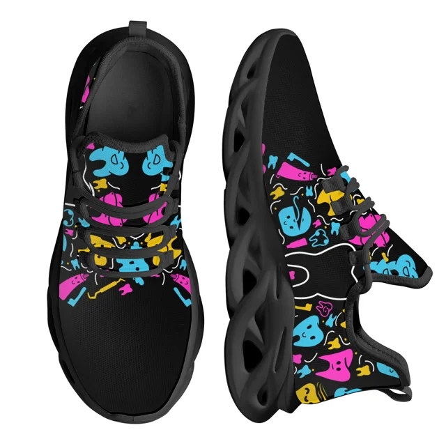 Zapatos planos de plataforma ligeros para mujer, de nuevo estilo, con diseño de cielo estrellado y diseño dental oscuro, zapatillas de malla para mujer