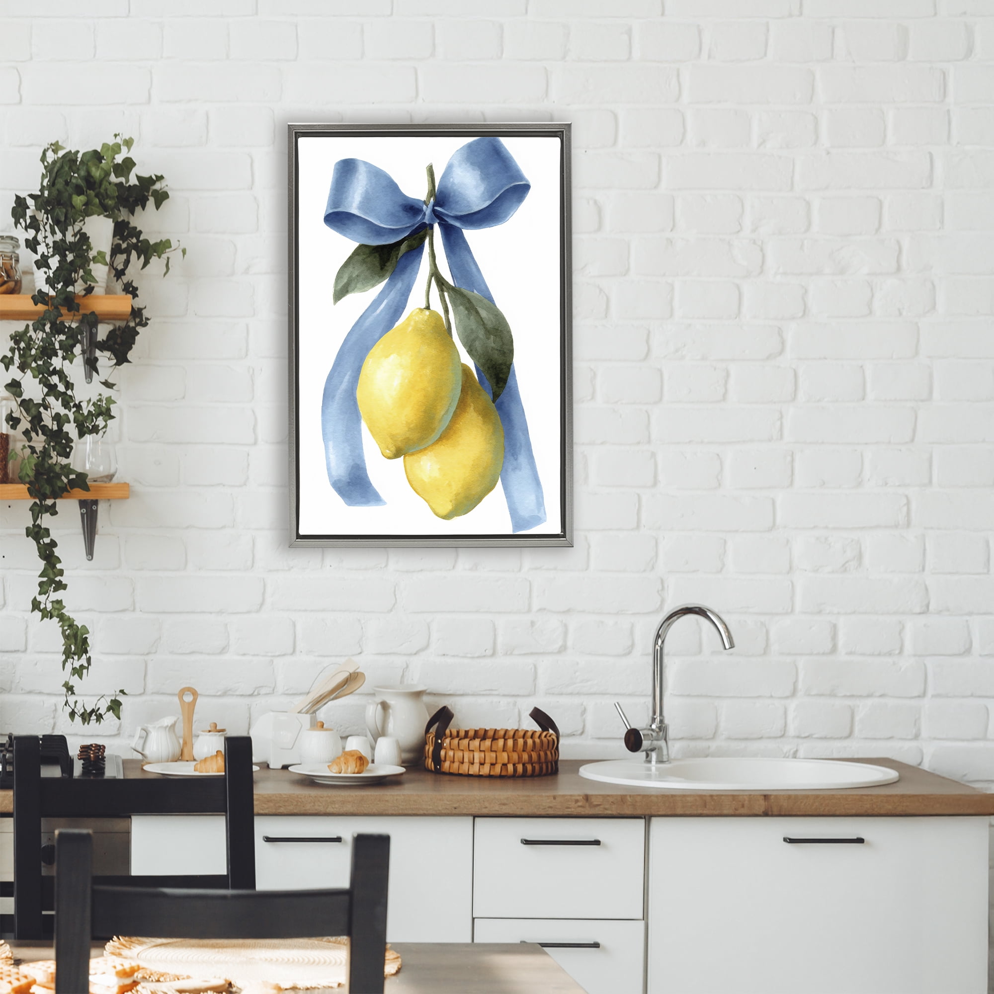 Stupell Industries Sweet & Sour Lemons Gray Framed Floater Canvas Wall Art, design by Petal Prints Design