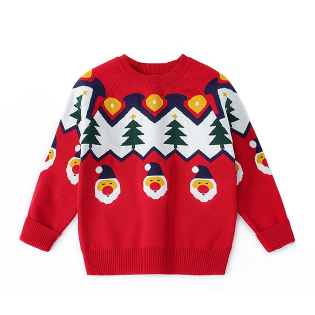 Gibobby Blusas Para Niñoses Suéter de Navidad para niños pequeños, suéter de punto para niños y niñas, suéter, camisa, abrigo cálido de invierno(Rojo, 4-5 Años)