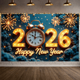 thumbnail image 5 of Golden Happy New Year Banner Sparkling Fireworks 2026 New Year Display Illuminated Numbers Shiny Decoration New Year Backdrop for New Year Party Holiday Celebration Indoor Decoration, 5 of 9