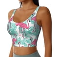 thumbnail image 2 of Fotbe Flamingo Pattern Womens' Sports Bra Longline Wirefree Padded with Medium Support Sports Moisture-Wicking Workou Vest,Tank Top-, 2 of 7