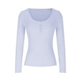 thumbnail image 5 of tarylea Oversized Tops for Women Chest Button Ribbed Knitted Tops Slim Fitted Solid Color Shirts Going out Tops, 5 of 6