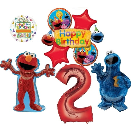 Sesame Street Elmo and Cookie Monster 2nd Birthday Party Supplies Balloon Bouquet Decorations