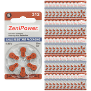 ZeniPower Size 312 1.45V ZInc-Air Hearing Aid Batteries (300 Pack)