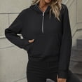 thumbnail image 2 of VISALY Half Zip Pullover Tunic Sweatshirt Half Zip Sweatshirts Cropped Hoodies Quarter Zip Up Pullover Sweaters Fall Outfits Winter Clothes Casual Sweaters Tunic Sweater Fall Sweatshirts Black L, 2 of 7