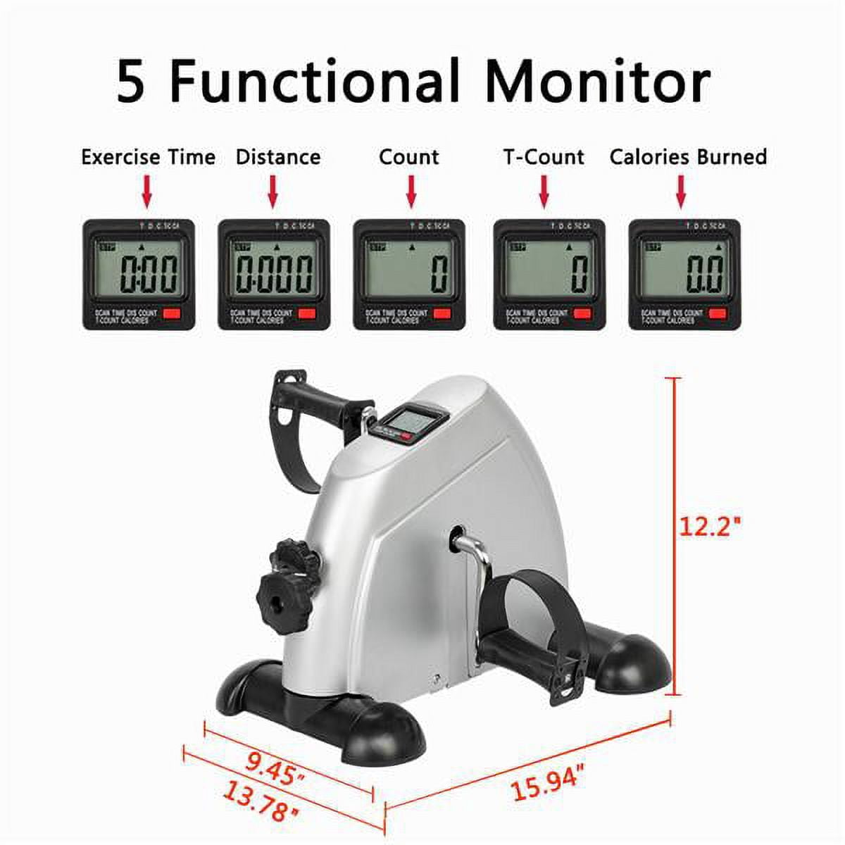 Home Fitness Mini Exercise Bike LCD Display Pedal Exercise Indoor Cycling Stepper Hands and Feet Sharing Treadmill