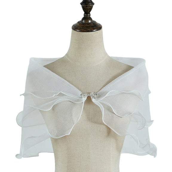 RUISINERY Elegant Bridal Sheer Shawl 3-Layer Shoulder Wrap Lightweight Bridal Shrug Tops for Wedding Dress Arm Coverage Up