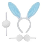 TOPTIE Easter Bunny Ears Headband with Bow Tie & Rabbit Tail, Party Cosplay Costume Accessory