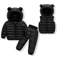 thumbnail image 2 of Esaierr 3Pcs Boys Girls Puffer Down Coats Snowsuit Outwear Set for Kids Toddler Solid Color Ears Hooded Zipper Puffer Jacket++down Waistcoat+Waist Snow Pants Ski Suits, 2 of 7