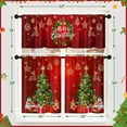 thumbnail image 6 of Christmas Kitchen Window Curtains and Valances Set 36 Inch, Wreath Xmas Tree Snowflakes Holiday Short Tier Curtain for Cafe Living Room Bathroom, Xmas Red 3 Pieces Set Kitchen Decor, 6 of 7