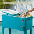 thumbnail image 6 of Ktaxon 80 Qt Rolling Ice Chest Cooler Cart Outdoor Trolley with Storage Shelf, Bottle Opener & Cap Collector for 48 Hour Cold Drinks, Blue-Green, 6 of 8