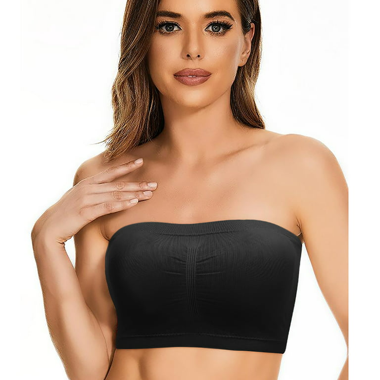 FOCUSSEXY 3-Pack Strapless Tube Tops for Women with Built-in Bra Causal  Strapless Basic Sexy Tube Top 