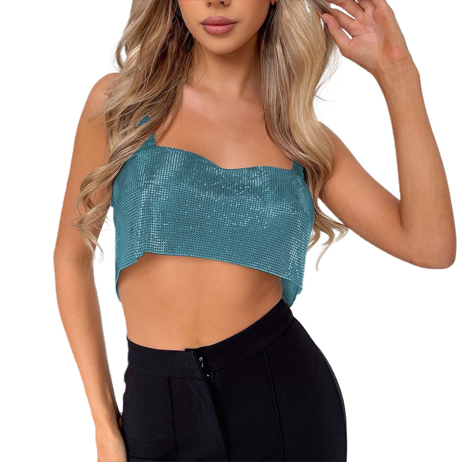 SHENHE Women's Glitter Mock Neck Tank Top - Asymmetrical Hem Sleeveless Shiny Top For Party, Rave & Night Out
