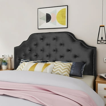 Noble House Miller Velvet Queen/Full Headboard, Black