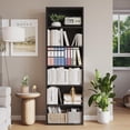 thumbnail image 2 of BeesClover Tall Bookcase Dresser, 6 Shelf Standing Bookshelf, 6 Tier Open Shelf Wooden Bookcase, Floor Standing Display Storage Shelves, 2 of 7