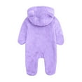 thumbnail image 3 of Newborn Baby Boys Girls Bear Outfit Winter Hooded Romper Teddy Fleece Thermal Snowsuit Long Sleeve Cute Onsies Warm Footie One Piece Outerwear Winter Jumpsuit Coat Purple 3-6 Months, 3 of 4