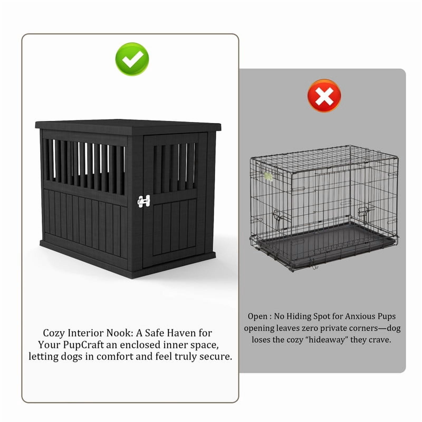Yardgrace Large Dog Crates for Large Dogs, Indoor Outdoor Weatherproof Resin Dog Kennel with Roof and Elevated Floor (39.4"L x 28.4"W x 32.8"H, Black)