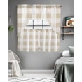 thumbnail image 5 of Beige Plaid Swag Valance and Tier Curtains 24'' Length Set, Spring Summer Farmhouse Buffalo Checkered Light Filtering Kitchen Curtains, Tier Curtain Valances for Bathroom/Living Room/Bedroom/Café, 5 of 6