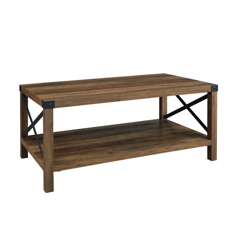 barnwood and metal coffee table