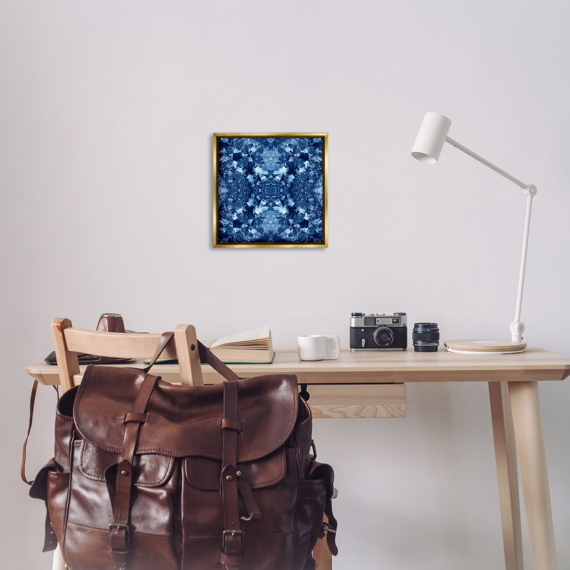 Stupell Industries Mosaic Tie Dye Pattern Abstract Painting Gold Floater Framed Canvas Art Print Wall Art, 18 x 18