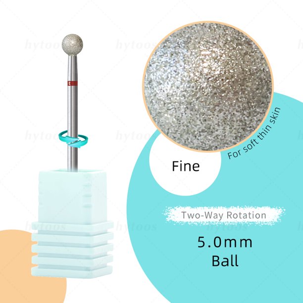 HYTOOS, bola de grano fino, limpieza de cutículas, brocas para uñas, broca de diamante ruso, seguridad debajo del limpiador de uñas para cutícula, piel muerta