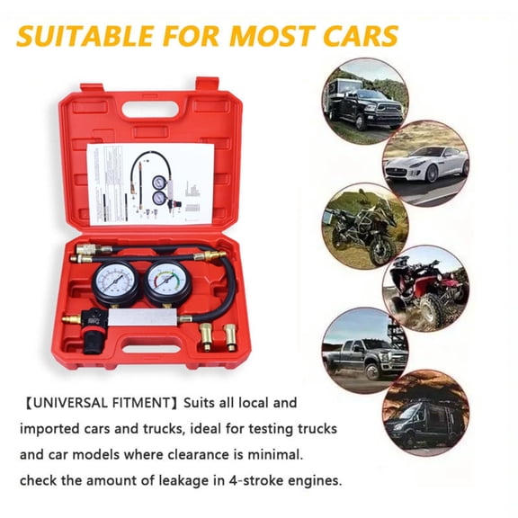 Double Gauge Leakdown Detector Cylinder Leak Down Tester with Case for Car Motorcycle Engine Compression Tester