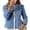 Blue_#01, variant on Sewkxo Women's Peplum Denim Jackets Collarless Round Neck Button Down Cropped Ruffle Hem Jacket,Blue 2XL