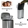 thumbnail image 3 of 50 Liter / 13 Gallon Kitchen Trash Can, Stainless Steel with Lid, Foot Pedal and Inner Bucket, Fingerprint-Resistant Soft Close Lid Garbage Can, Odor Proof and Hygienic, 3 of 7