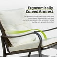 thumbnail image 3 of TOTAL 3 Piece Rocking Chair Patio Bistro Set Balcony Chairs Iron Conversation Sets Outdoor Furniture with Glass Coffee Table for Porch Poolside Lawn (White, Curved Armrest), 3 of 7